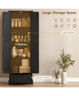 71" Kitchen Pantry, Farmhouse Storage Cabinet with Barn Doors