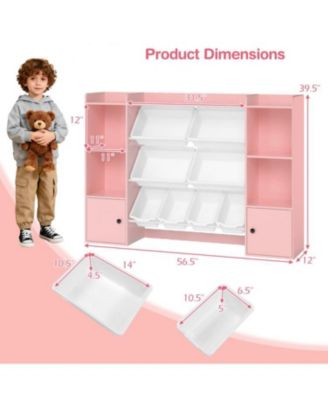 Kids Bookshelf and Toy Storage with Open Shelves and Bins