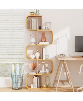 5-Tier S-Shaped Bookcase with 5 Open Cubes for Living Room