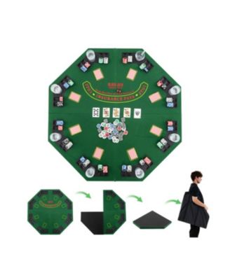48 Inch 8-Player Foldable Poker Table Top with Carrying Bag and Cup Holders