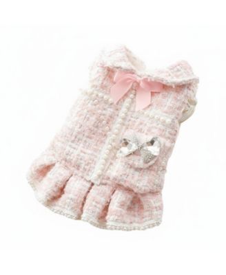 Dog Princess Lolita Dress Tweed Cute Coat for Small Dogs Pet Girl Outfit
