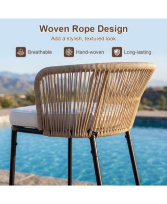 Outdoor Bar Stools Set of 4 w/Cushions and Backrests for Balcony Garden Poolside