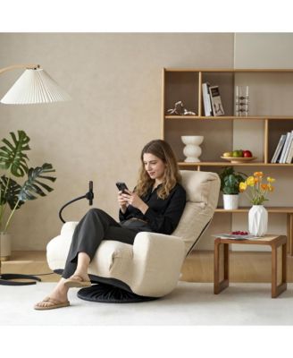 360° Swivel Floor Lounger Chair, 5 Position Adjustable Lounge Sofa Chair with Head & Back Support and Phone Holder for Living Room