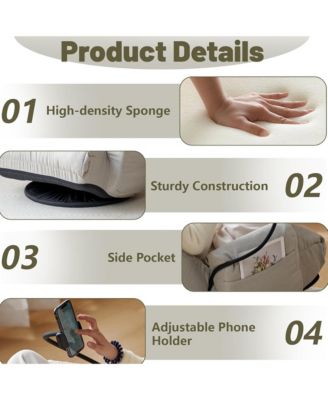 360° Swivel Floor Lounger Chair, 5 Position Adjustable Lounge Sofa Chair with Head & Back Support and Phone Holder for Living Room