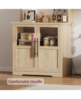 6-Tier Farmhouse Baker s Rack with Power Outlet Kitchen Pantry Hutch