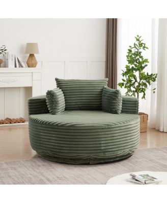 Streamdale 55"L Corduroy Foam Single Swivel Chair, Fluffy Modern Sleeper, 360 Degree Swivel