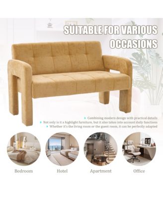 Modern Double Armchair Living Room & Bedroom Compact Upholstered Sofa Leisure Sofa Comfortable Seating with Dual Armrests