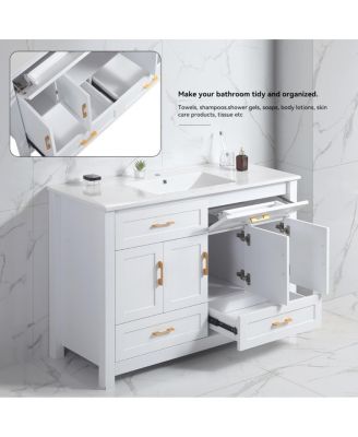 48" Transitional Bathroom Vanity with Ceramic Sink, Soft Close Doors,  MDF Cabinet, Elegant Storage Space for Modern Homes