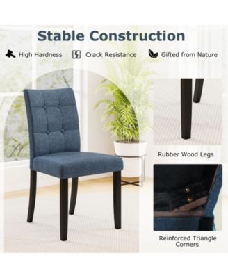 Tufted Armless Dining Chairs Set of Two with Wood Legs