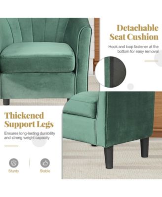 Upholstered Velvet Barrel Chair with Ottoman Footrest