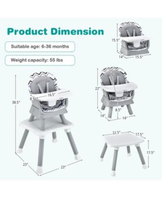 6 in 1 Convertible Baby High Chair with Adjustable Tray