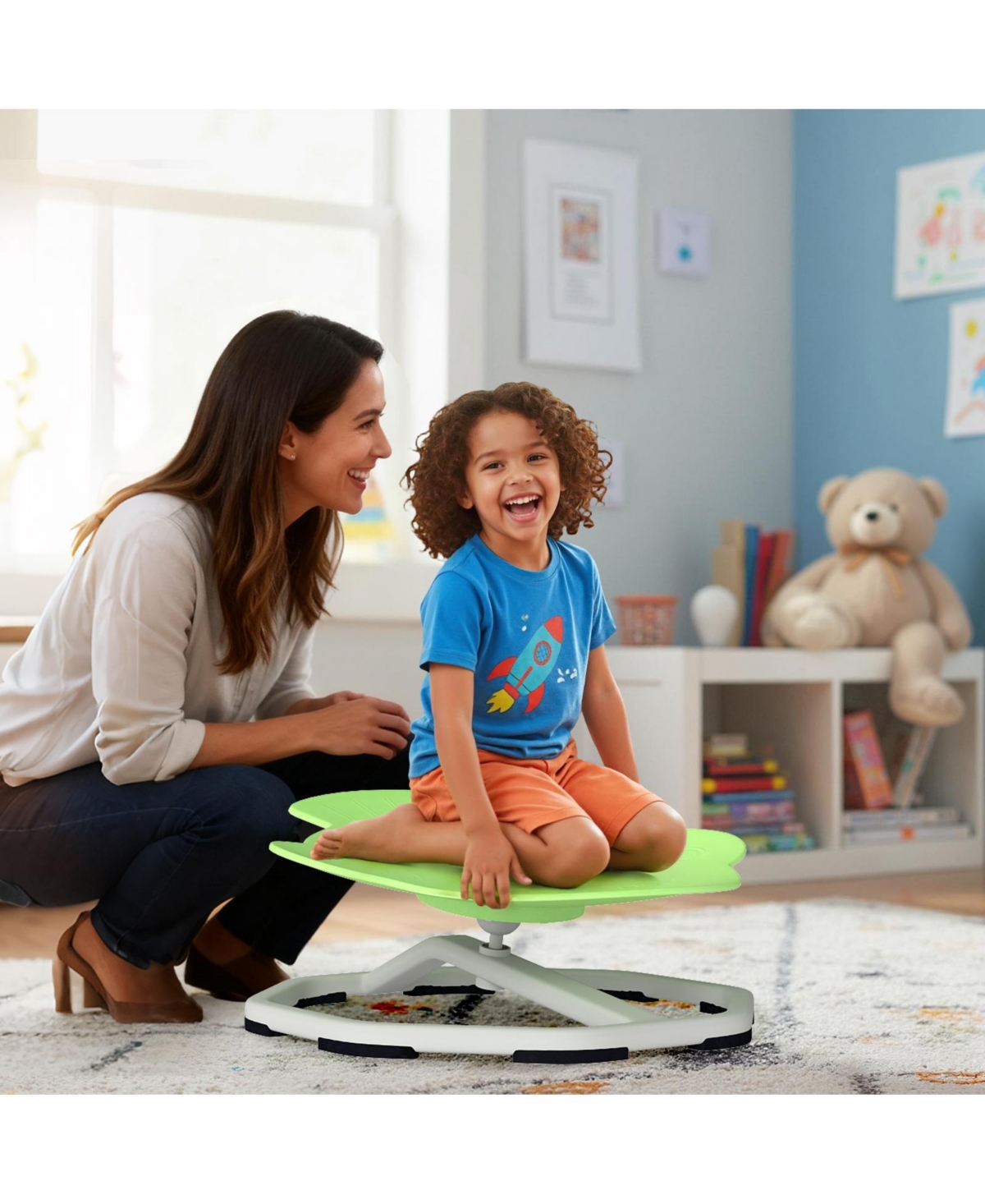 Sugift Kids Sensory Swivel Chair with 360 Degree Spinning Base