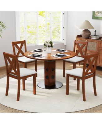 Wooden Dining Chairs Set of Two with Curved Backrest