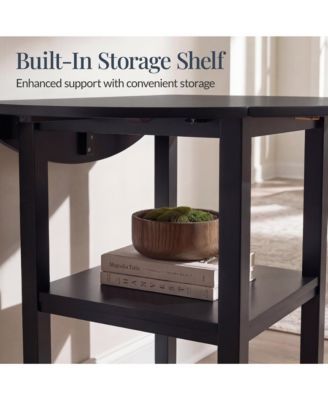 Round Dining Table, 42"  Small Kitchen Dining Table for 4  w/ Dual Leaf