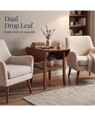 Round Dining Table, 42"  Small Kitchen Dining Table for 4  w/ Dual Leaf