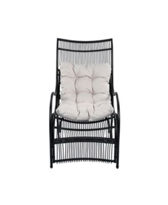 3 Piece Wicker Outdoor Patio Furniture Set with Lounge Chair Ottoman Side Table Cushions for Garden Deck Porch