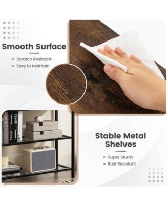 Entryway Console Table with Two Drawers and Tiered Shelves