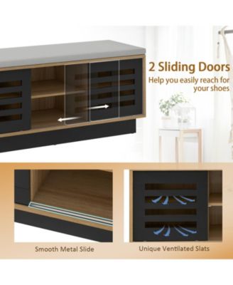 Shoe Bench with Storage Compartments and Adjustable Shelves