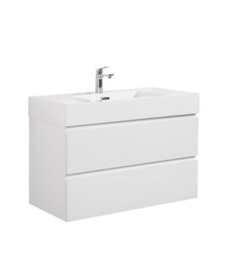 36" Floating Bathroom Vanity with Double Soft Close Drawers, Handle-Free Design & Large Storage for Modern Bathrooms