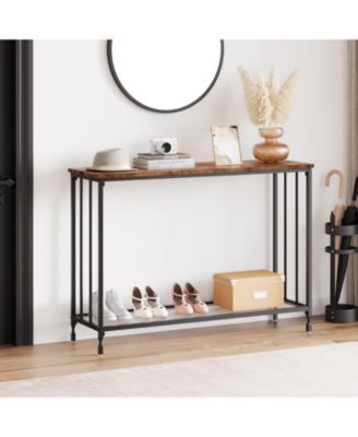 2-Tier Industrial Console Table with Shelves, Narrow Sofa Table for Entryway, Foyer, Bedroom, Living Room, Retro, 41.3"x11.8"x31.8