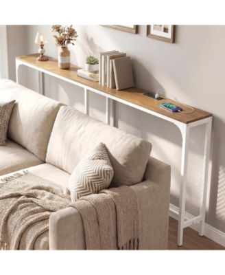 Narrow Console Table with Built In Power Outlet for Small Spaces