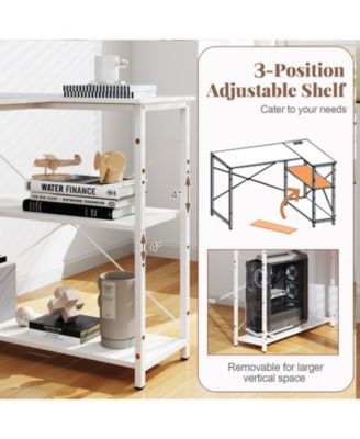 47 in Reversible L Shaped Corner Desk with Adjustable Shelves