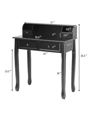 Writing Desk Vanity Computer Desk with Two Tier and Drawers