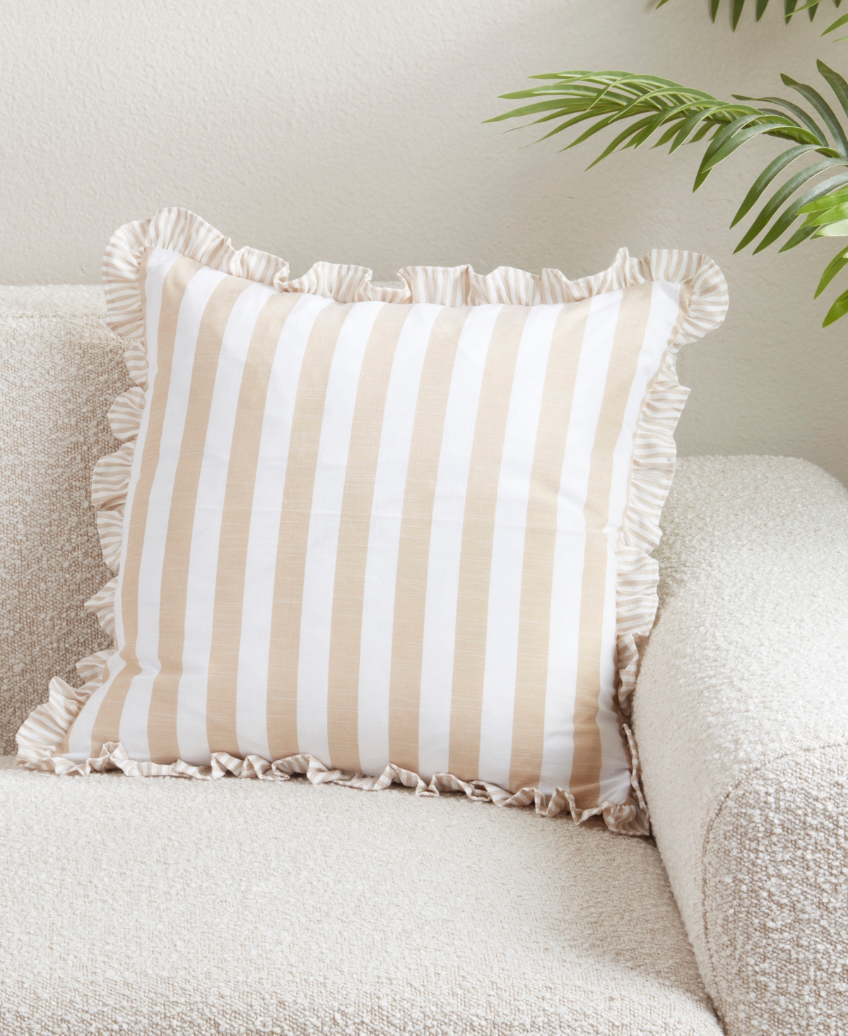 Saro Lifestyle Striped Ruffle Edge Decorative Pillow