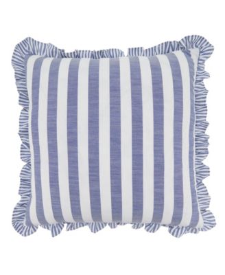 Striped Ruffle Edge Decorative Pillow, 18" x 18"