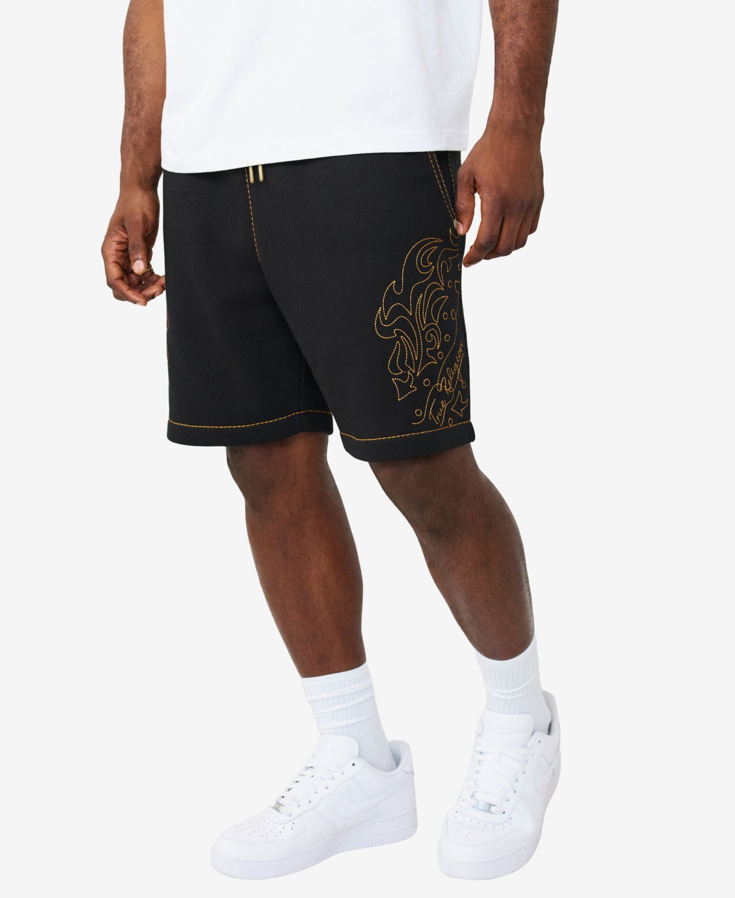Мужские шорты True Religion Rodeo Big T Sweat Shorts, цвет: Угольно-чёрный — фото 2