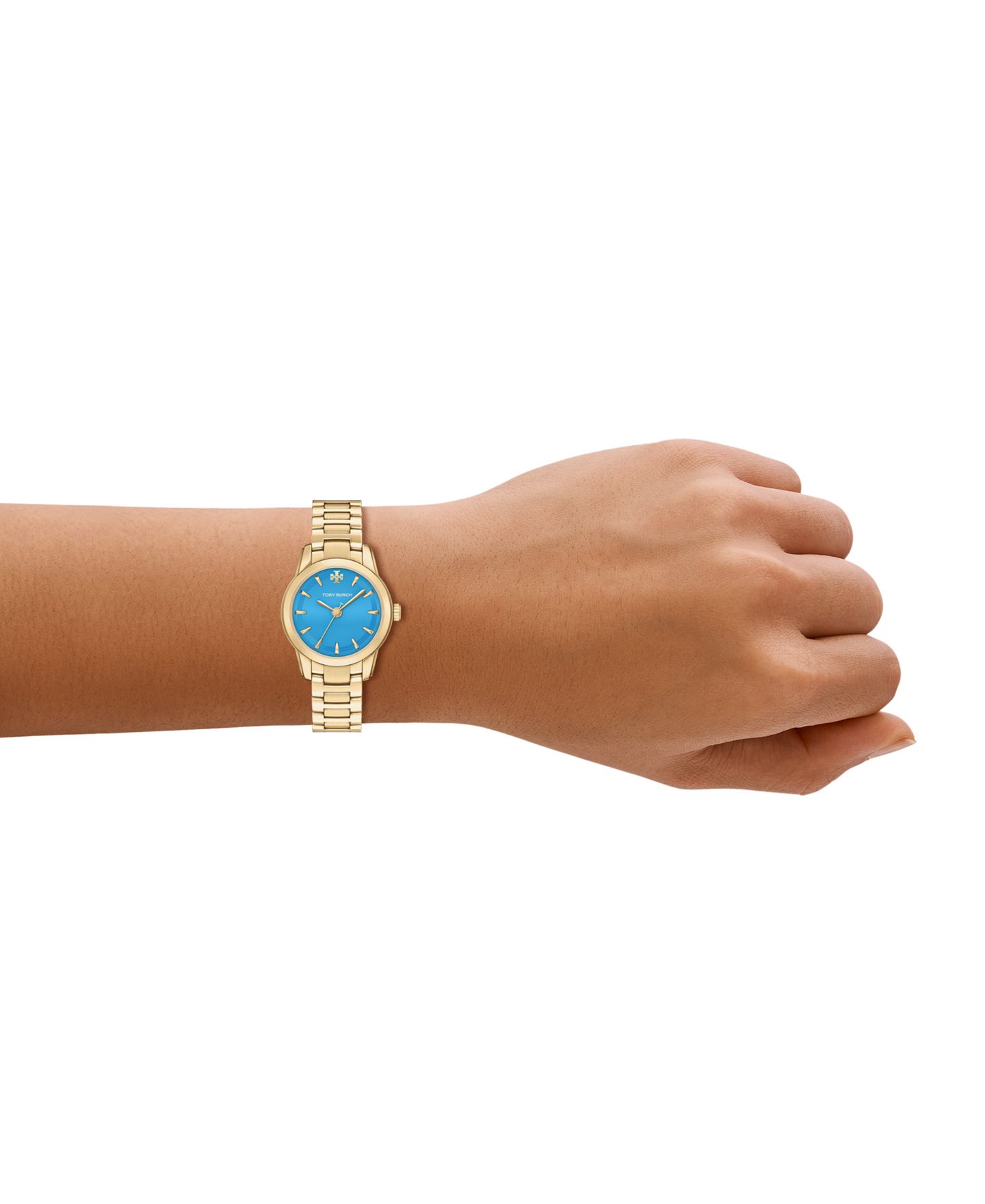 Женские часы Tory Burch The Miller Round Small Quartz Three-Hand Gold Stainless Steel Watch, 28mm — фото 6