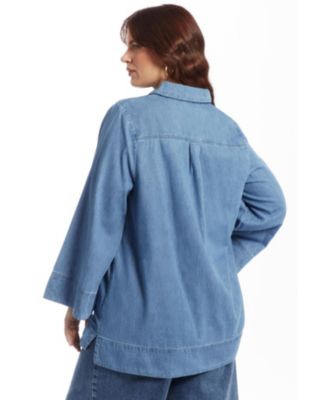 Women's June and Vie Cotton Denim Blouse