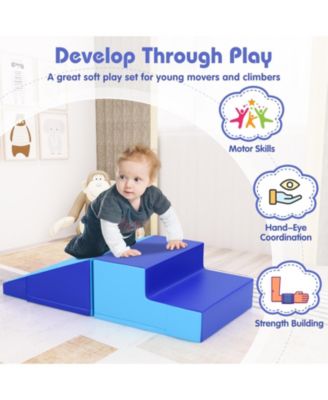2-Piece Step and Slide Soft Foam Climber Set for Infants & Toddlers