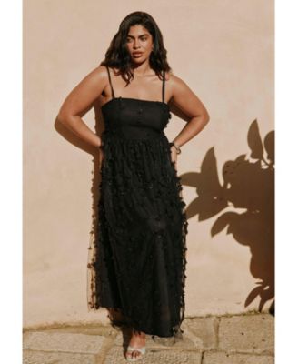 Women's Plus Size Floral Applique Dress