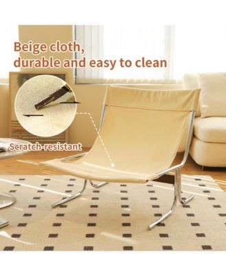 Modern Accent Chair, Upholstered Reading Chair with Metal Chrome Frame, Comfy Living Room Chair for Home Office, Bedroom