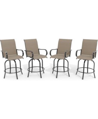 4 PCS Outdoor Swivel Bar Stools Set, All Weather High Back and Armrest Patio Chairs for Deck