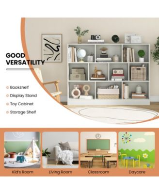 41 inches Wooden Toy Storage Organizer with 10 Cubes for Classroom Daycare Nursery Kindergarten