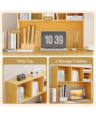 Computer Desktop Bookcase with 4 Cubbies and Open Back Compartment