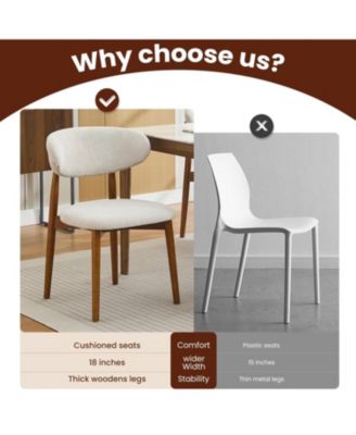 Mid-Century Modern Wooden Dining Chairs Set with Fabric Upholstery and Ergonomic Design