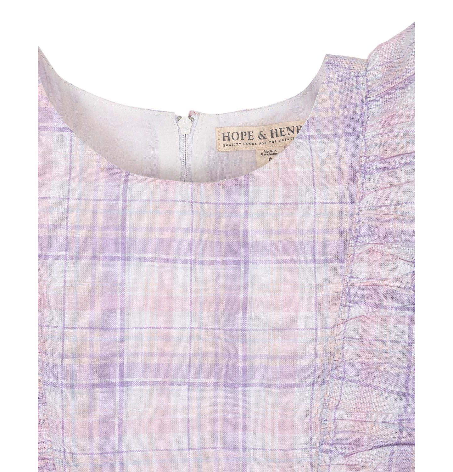 Платье Hope & Henry Linen Flutter Sleeve Pinafore Dress для девочек-малышей, цвет: Клетчатый — фото 2
