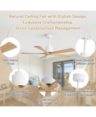 52-inch 5-Blade without Light Ceiling Fan with Remote Control and Timing Function