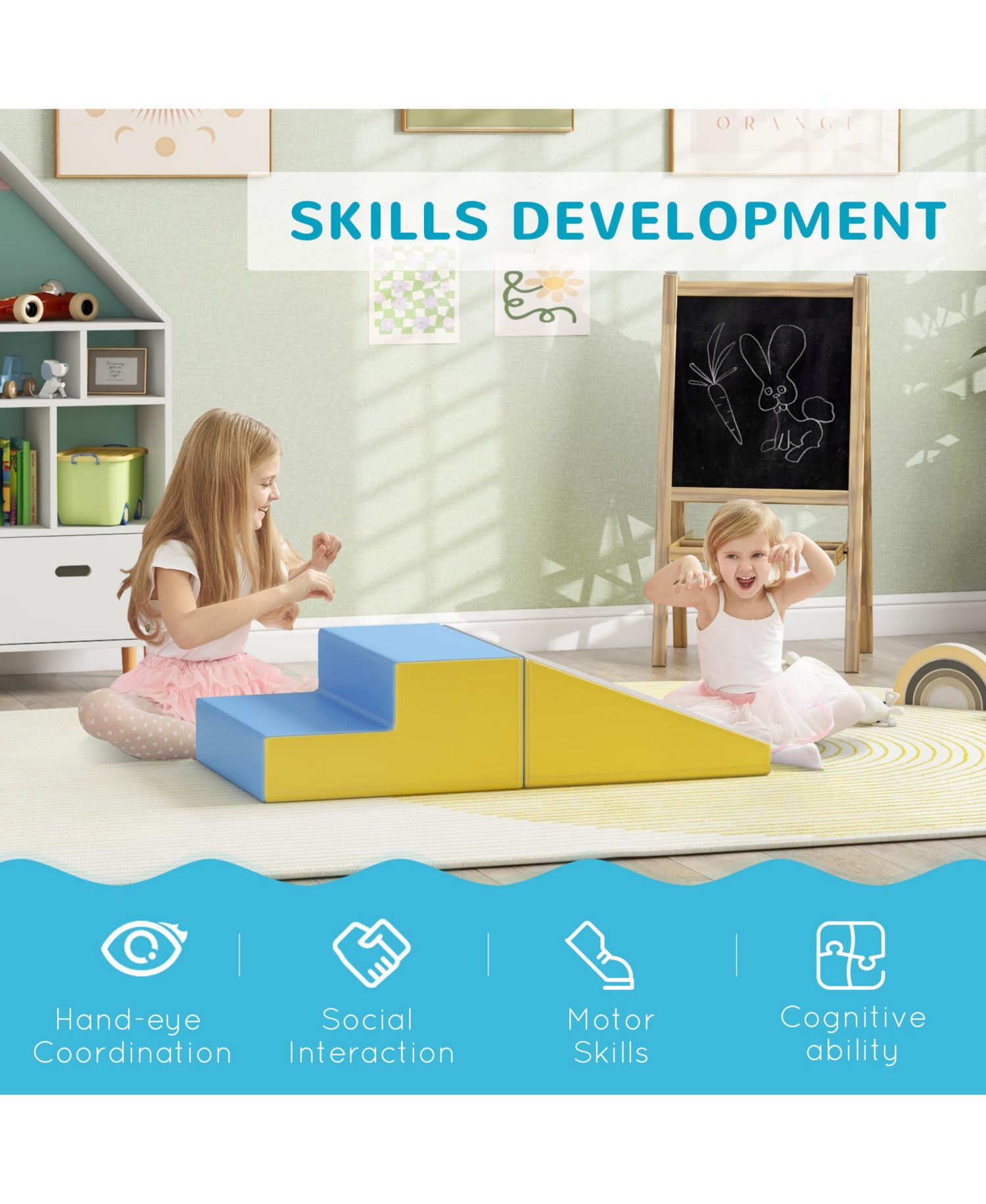2 Piece Plush Soft Kids Playset to Climb and Crawl, Contemporary