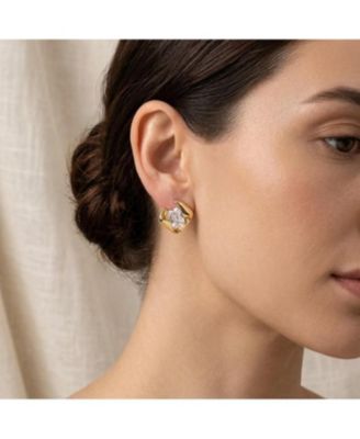 18K Gold Plated Cubic Zirconia Sculptural Stud Earrings