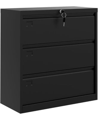 3 Drawer Lateral File Cabinet with Lock, Heavy Duty Steel Office Storage for Letter/Legal/A4 Documents, Easy Assembly Space-Saving Design
