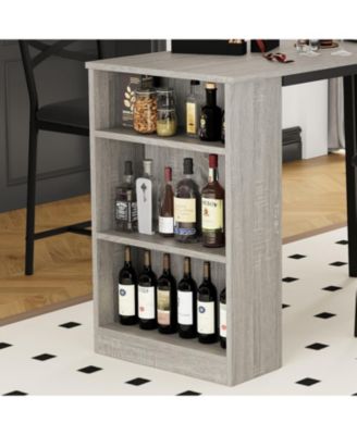 3-Piece Counter Height Dining Set for 2, Extendable Table with Shelves & 2 Cushioned Chairs, Space-Saver for Small Areas