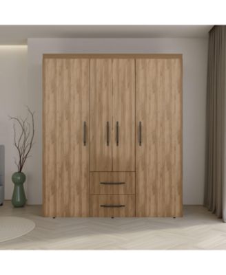 Valier Wardrobe, Deluxe Armoire with Multiple Storage Options and Metal Accents