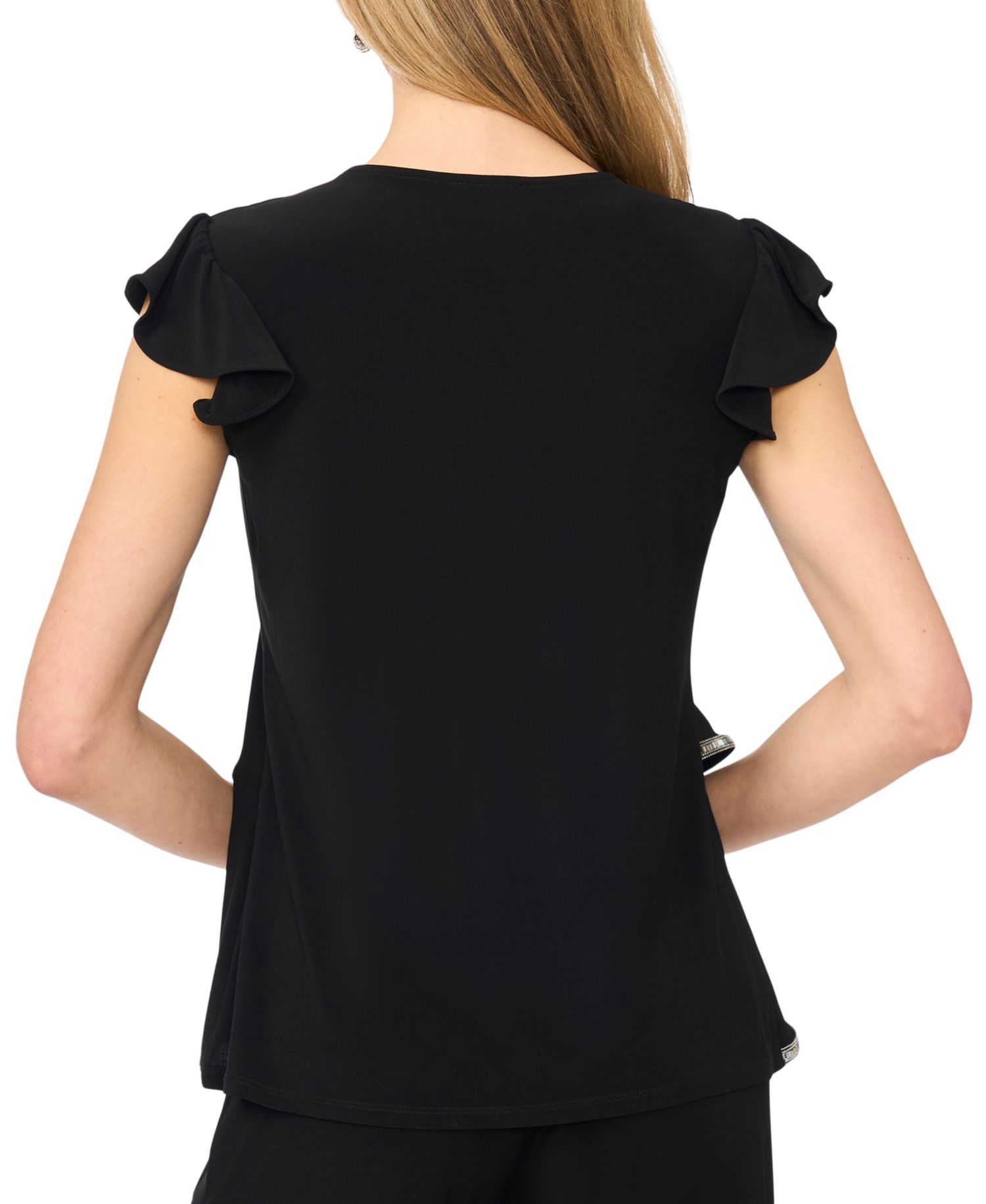 Petite Flutter-Sleeve V-Neck Top