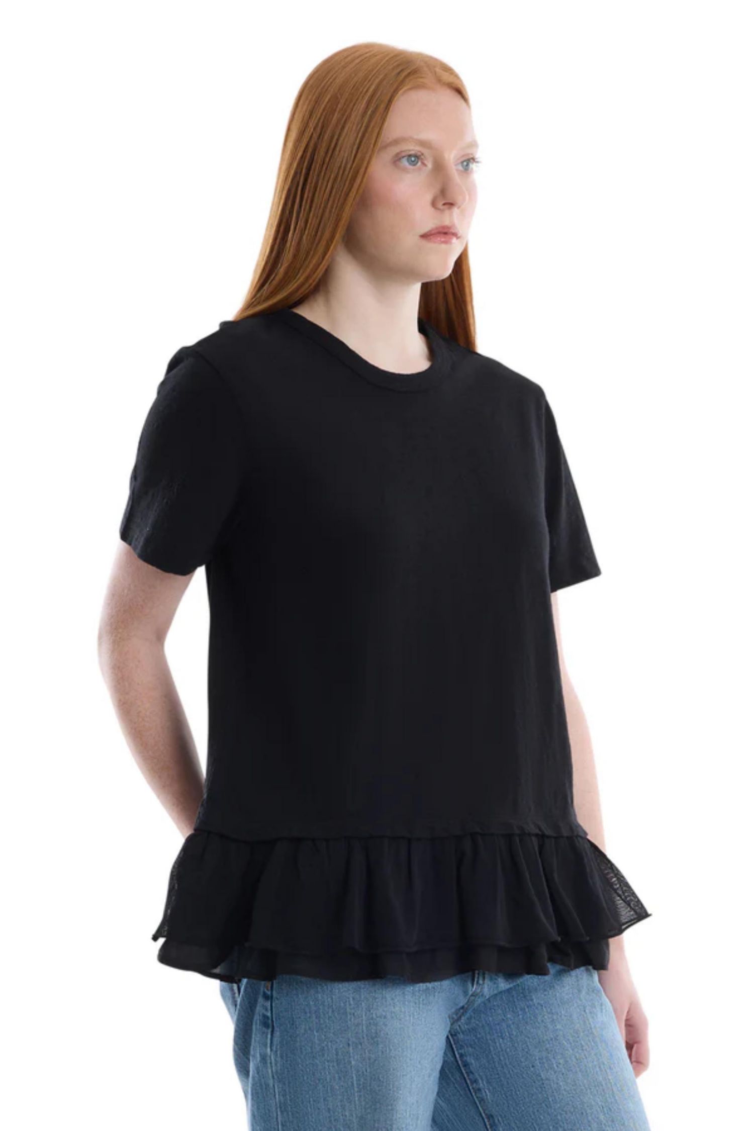 Women's Short Sleeve Mixed Media Tee