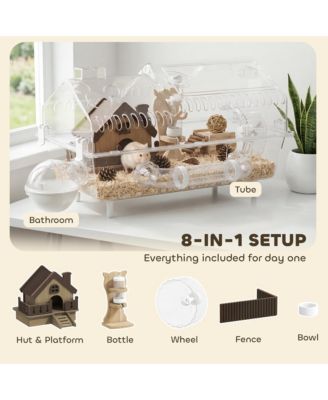 8 in 1 Hamster Cage with Accessories, 21.5" x 11.8" x 12.6"