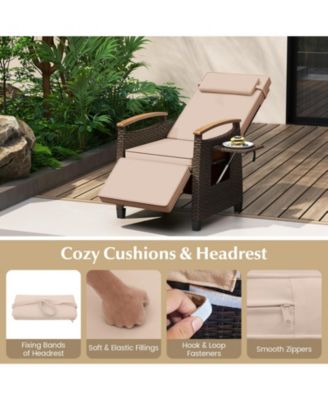 Patio Wicker Recliner Chair with Adjustable Backrest and Footrest